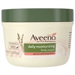Aveeno, "Природные активные компоненты", увлажняющий йогурт для тела, для ежедневного использования, абрикосово-медовый лосьон, 7 жидких унций (198 г)