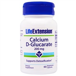 Life Extension, Кальций D-глюкарат, 200 мг, 60 растительных капсул