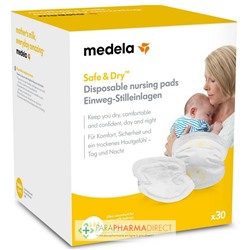 Medela Safe & Dry - Coussinets d'Allaitement Jetables - Super x30