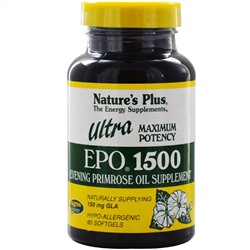 Nature's Plus, Пищевая добавка Ultra EPO 1500, максимальная энергия, 60 капсул