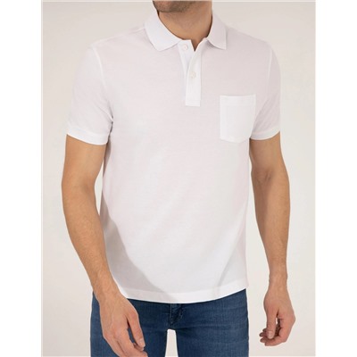 Beyaz Regular Fit Polo Yaka Basic Tişört