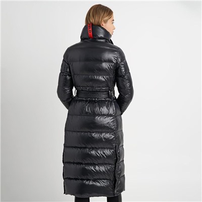 CONTRAST MAXI BELTED LONG PUFFER
