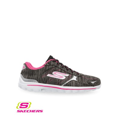 Skechers GOwalk2 Flash Linear Women's Walking Shoe Black/Hot Pink