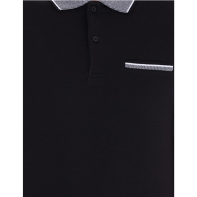Siyah Regular Fit Polo Yaka Cepli Tişört
