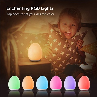 VAVA Home VA-CL009 Kids with Color Changing Mode & Dimming Function Rechargeable Baby Night Light with Touch Control & 1 Hour Timer, up to 100H, White