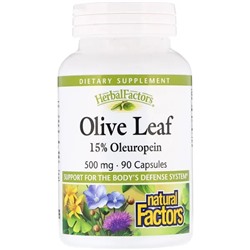 Natural Factors, Herbal Factors, Olive Leaf, 500 mg, 90 Capsules