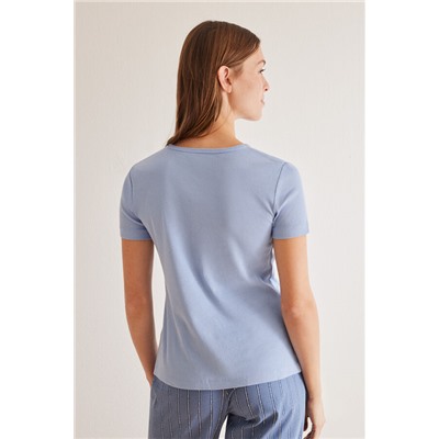 Camiseta panadera azul 100% algodón manga corta