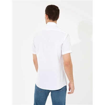 Beyaz Regular Fit Kısa Kollu Gömlek