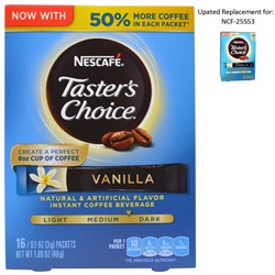 Nescafé, Taster's Choice, Быстрорастворимый кофейный напиток, Ваниль, 16 пакетиков, 0.1 унции (3 г) каждый
