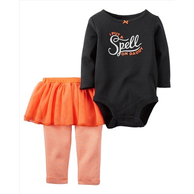 2-Piece Halloween Bodysuit & Tutu Pant Set