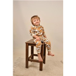 Peki 4 Mevsim Kiz Erkek Minik Dar Kalip Teddy Bear Baski Beli Mansetsiz-mansetli Pijama Takimi 14937