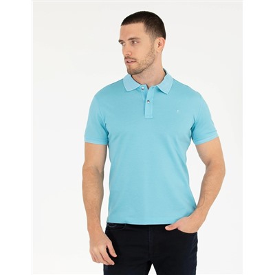 Açık Mavi Slim Fit Polo Yaka Merserize Tişört