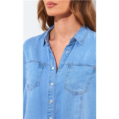 Рубашка женская джинсовая с длинным рукавом P312-0300 голубая