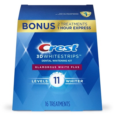 Отбеливающие полоски для зубов Crest 3D Whitestrips, Glamorous White, Teeth Whitening Strip Kit, 32 Strips (16 Count Pack) -Packaging may vary