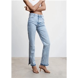 Jeans rectos tiro alto aberturas -  Mujer | MANGO OUTLET España