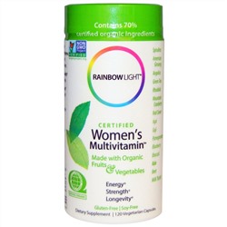 Rainbow Light, Сертифицированные мультивитамины для женщин, 120 вегетарианских капсул
