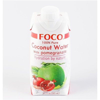 FOCO Coconut water with pomegranate Кокосовая вода с соком граната 330мл Тетра-пак