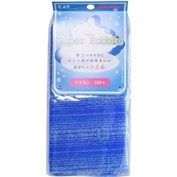 KAI Мочалка для тела Supper Bubble жесткая, нейлон, синяя, в форме шарфа 30*100см