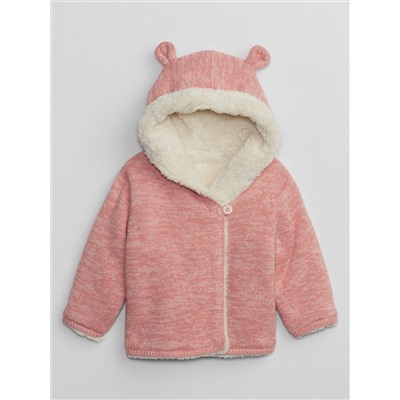 Baby Sherpa-Lined Garter Sweater
