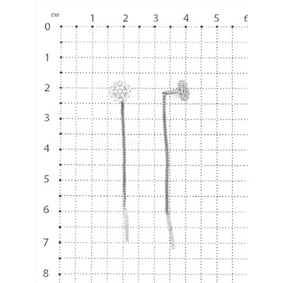 Серьги-продёвки из серебра с фианитами родированные 925 пробы С-2946-Р