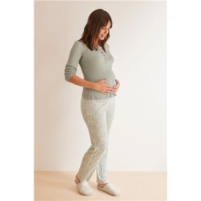 Pijama largo "maternity" flores verde