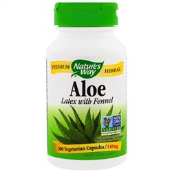 Nature's Way, Алоэ, лист и млечный сок, 475 мг, 100 вегетарианских капсул