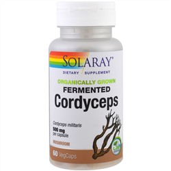 Solaray, Ферментированные кордицепсы органического происхождения, 500 мг, 60 капсул в оболочке растительного происхождения