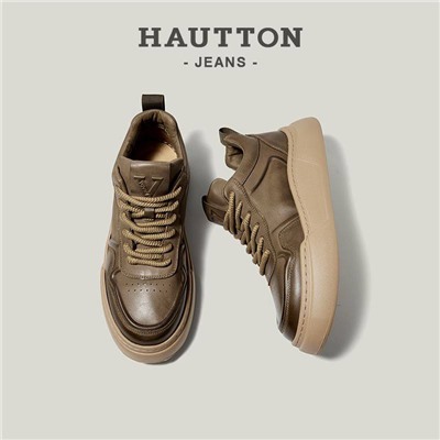 HauttonJean*s повседневная спортивная обувь для мужчин Из официального магазина  легкие и удобные мужские туфли из натуральной кожи, осень 2023, удлиняющие кроссовки на толстой подошве