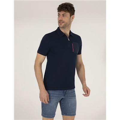 Lacivert Slim Fit Fermuarlı Polo Yaka Tişört