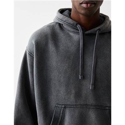 Faded-effect boxy fit hoodie