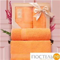 (4251) Набор из 2 полотенец Eleganta (Marakesh) в подарочной коробке (50х80 см + 70х130 см) махра 390 г/м2, 4251 кораллово-оранжевый