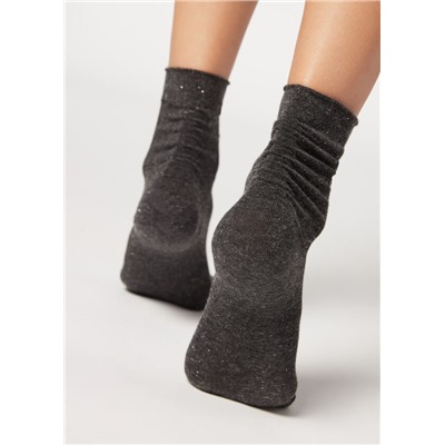 Kurze Socken mit Cashmere und Glitzer