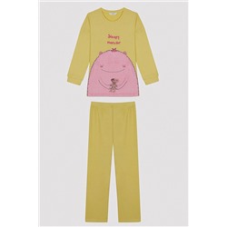 Penti Kız Çocuk Sleepy Monster Sarı Pijama Takımı PNZUZVCX23SK-YL34