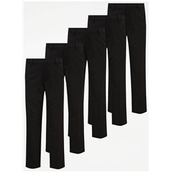 Boys Black Slim Leg School Trousers 5 Pack