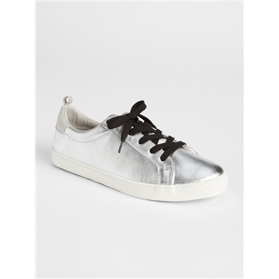 Metallic Leather Lace-Up Sneakers