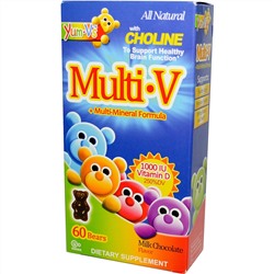 Yum-V's, Мульти·V + мульти-минеральная формула, вкус молочного шоколада, 60 желатиновых мишек