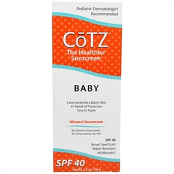 Cotz, Для Ребенка, Минеральный Солнцезащитный крем, SPF 40, 3,5 унции (100 г)