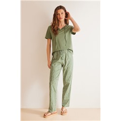 Pijama 100% algodón verde geométrico