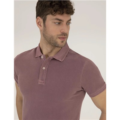 Pembe Dokulu Slim Fit Polo Yaka Tişört