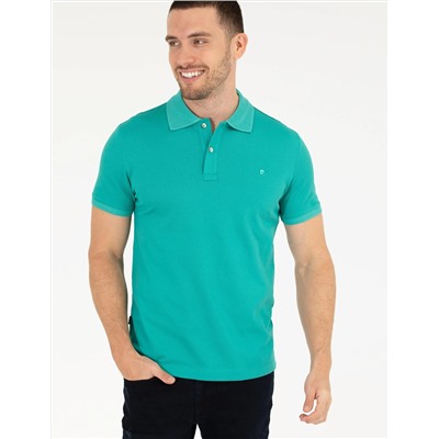 Yeşil Slim Fit Polo Yaka Merserize Tişört