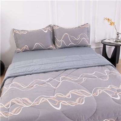 Комплект постельного белья Сатин с Одеялом 100% хлопок на резинке OBR158