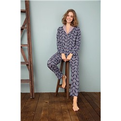 Sevim Kadın Desenli Düğmeli Pijama Takım 12271