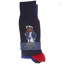 POLO RALPH LAUREN Men's Socks 2Pk Bear, Brand Size One Size