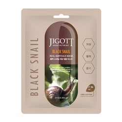 JIGOTT BLACK SNAIL REAL AMPOULE MASK Тканевая маска для лица с муцином улитки 27мл