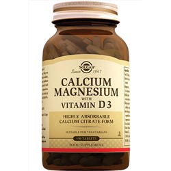 Solgar Calcium Magnesium With Vitamin D3 150 Tablet ( Kalsiyum Magnezyum Magnesyum D3) Skt:11.2024 hizligeldicom0023651121