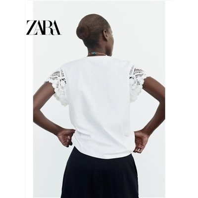 Женская футболка с кружевными рукавами Zar*a