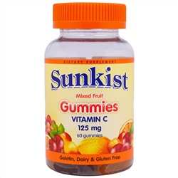 Sunkist, Витамин C, жевательные пастилки с фруктовым вкусом, 125 мг, 60 пастилок