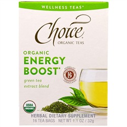 Choice Organic Teas, "Энергетик", органический бодрящий чай от Wellness Teas, 16 чайных пакетиков по 0,7 унции (2 г)