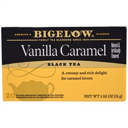 Bigelow, Черный чай, Ванильная карамель, 20 чайных пакетиков, 1,82 унции (51 г)