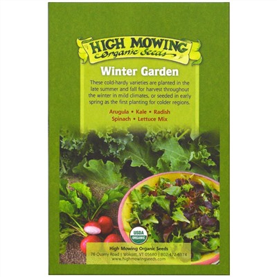 High Mowing Organic Seeds, Зимний сад, набор семян органического происхождения, пакет разных видов растений, 5 пакетов